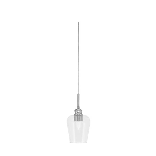 Unbranded Albany 60-Watt 1-Light Brushed Nickel Pendant Mini Pendant Light Clear Bubble Glass and Light Bulb Not Included