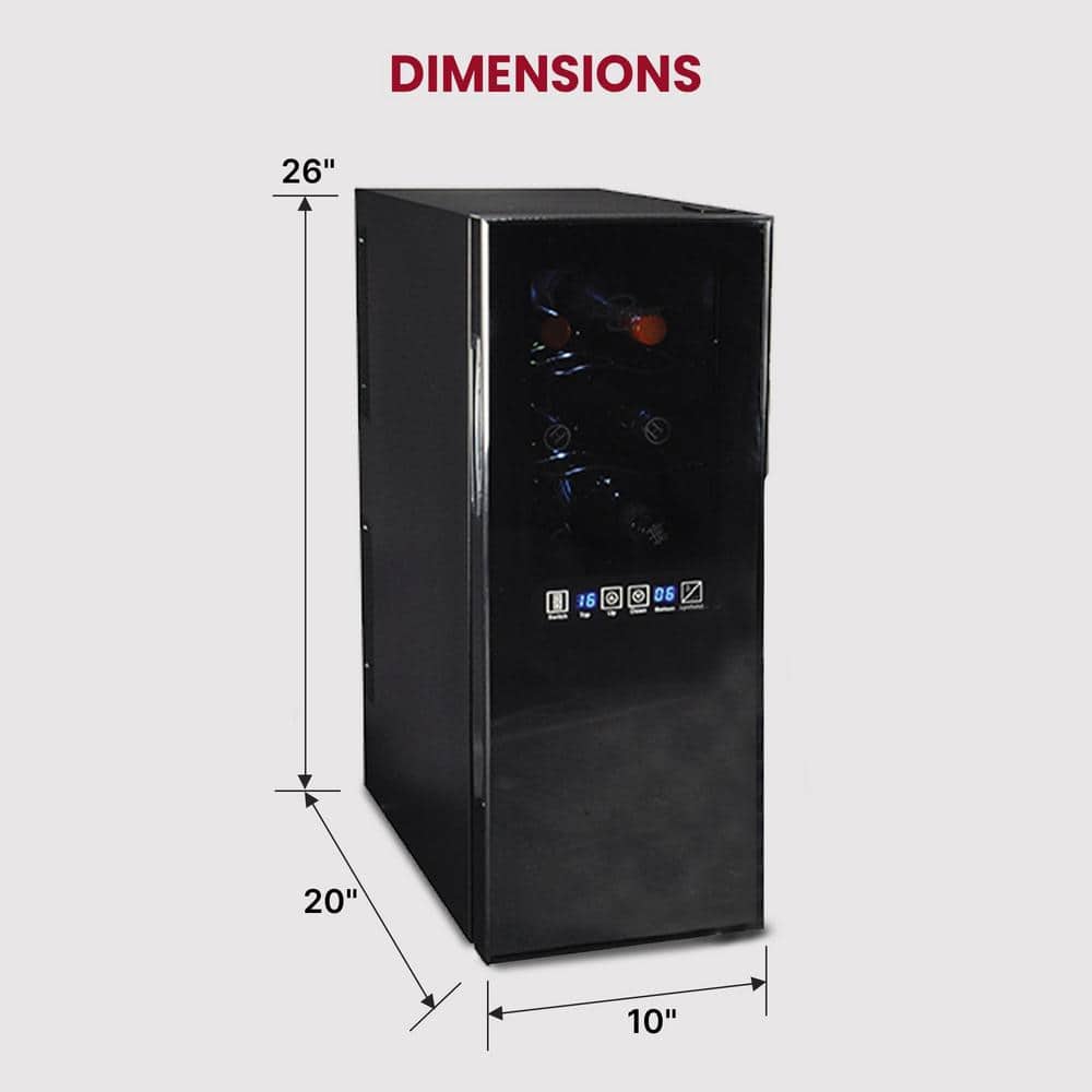Black Thermoelectric Freestanding Dual Zone Wine Cooler with Interior Lighting