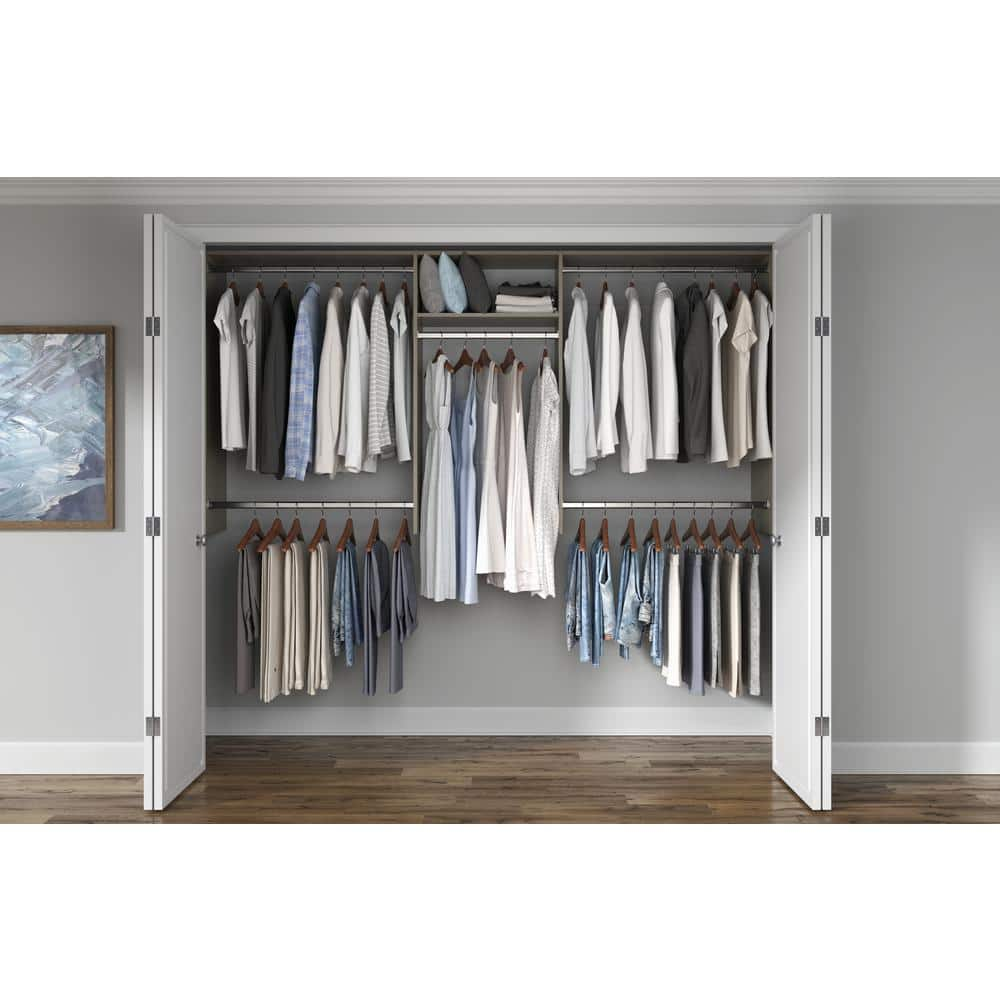 Closet Evolution Basic Hanging 60 in. W - 96 in. W Rustic Grey Wood ...