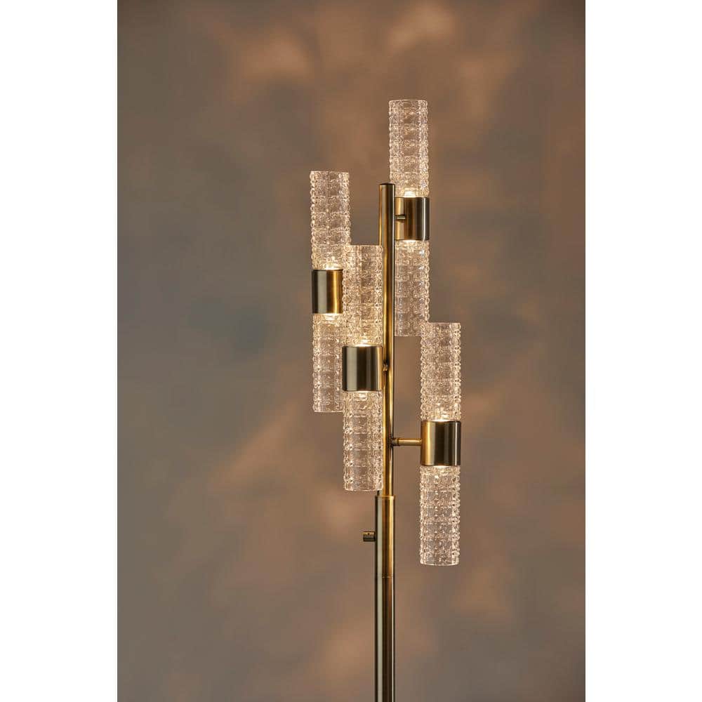 Adesso Harriet Antique Brass LED Adjustable Chandelier Floor Lamp