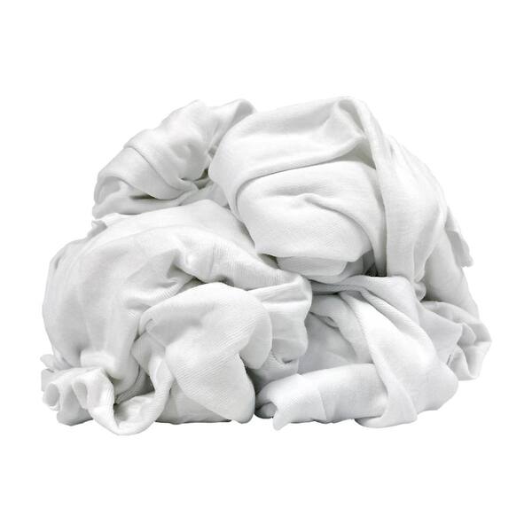 50 Lbs Bulk Bag – White Knit T-Shirt Cleaning Rags (100% Cotton)