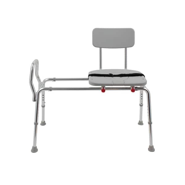 DMI Premium 20.5 in. W x 40 in. D Adjustable Transfer Bench Tub Seat with Back Rest in White