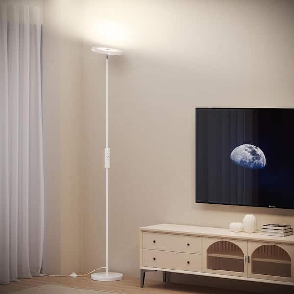 69 in. White Torchiere Floor Lamps, 32W/3000LM Super Bright LED Floor Lamp with Remote Control, Stepless Dimmable