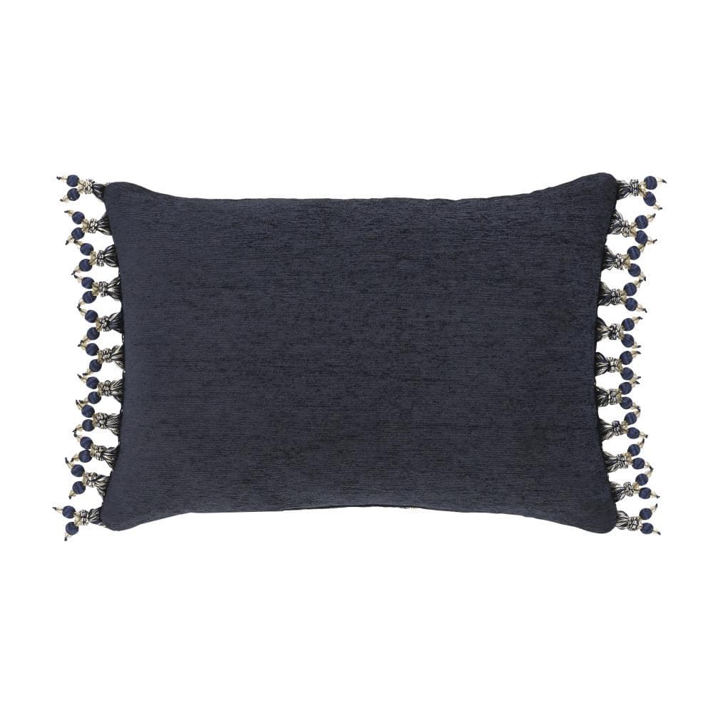 Indigo and Gold Jacquard Rectangular Throw Pillow