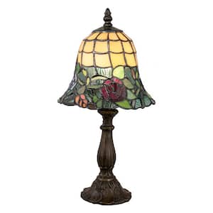 14.5 in. Antique Brass Accent Lamp with Hand Rolled Art Glass