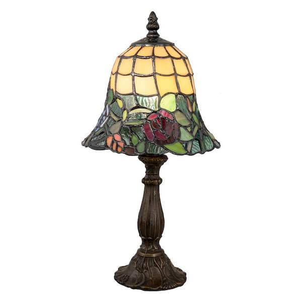 Dale Tiffany 14.5 in. Antique Brass Accent Lamp with Hand Rolled Art Glass