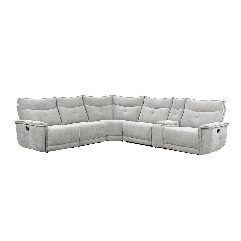 Marta 132 in. Straight Arm 6-piece Textured Fabric Modular Reclining Sectio