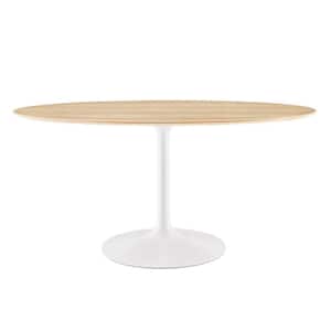 MODWAY Lippa 60 in. White Natural Oval Dining Table EEI-5195-WHI-NAT ...