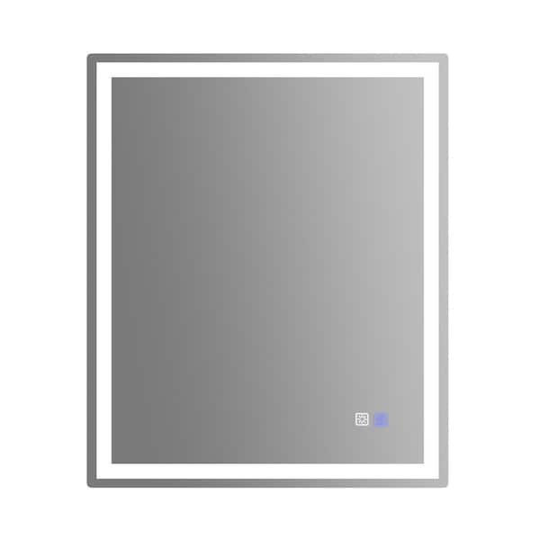 Satico 30 in. W x 36 in. H Rectangular Frameless Anti-Fog LED Light Wall Mounted Bathroom Vanity Mirror in White