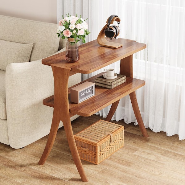 BYBLIGHT Kerlin 25.2 in. Brown Rectangle Engineered Wood End