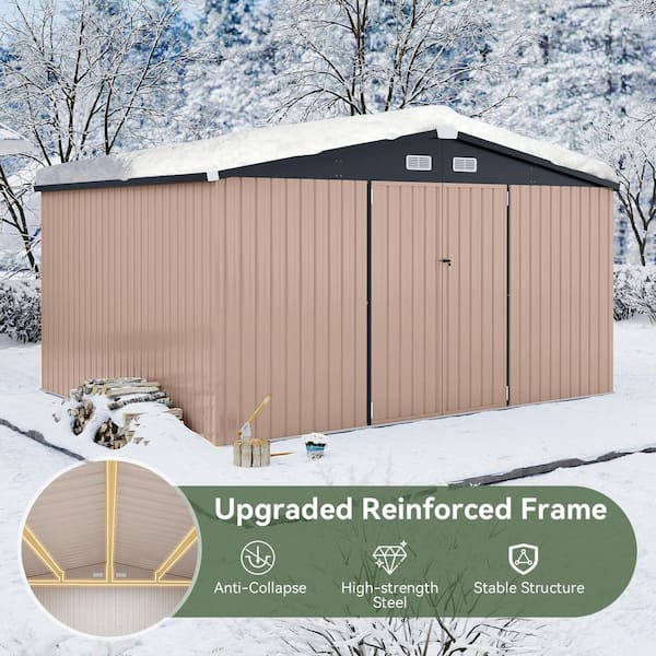 Sizzim 10 ft. W x 12 ft. D Metal Storage Shed with Double Door