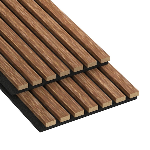 104.38 in. x 11.25 in x 0.875 in. Acoustic Vinyl 7 Grid Slat Wall Siding Board in Oak Color (Set of 2 piece)