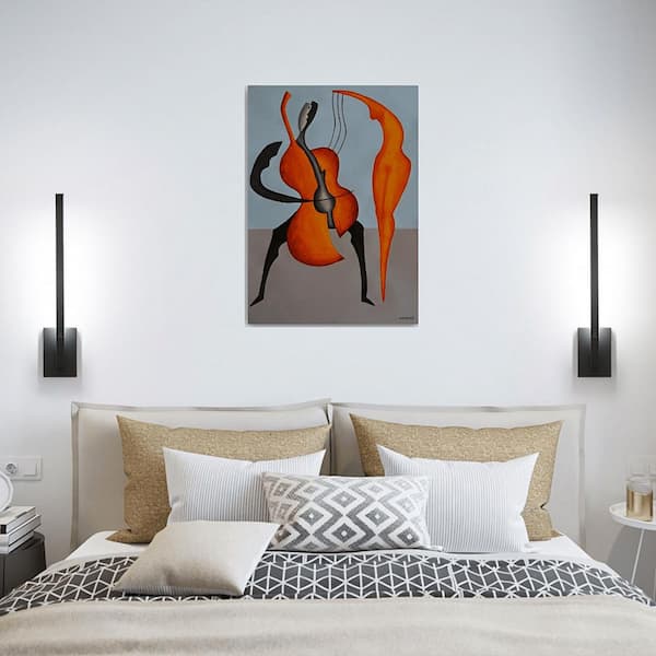 22.83 in. 1-Light Black Hardwire Dimmable LED Wall Sconce, 2-Pack Wall Decor