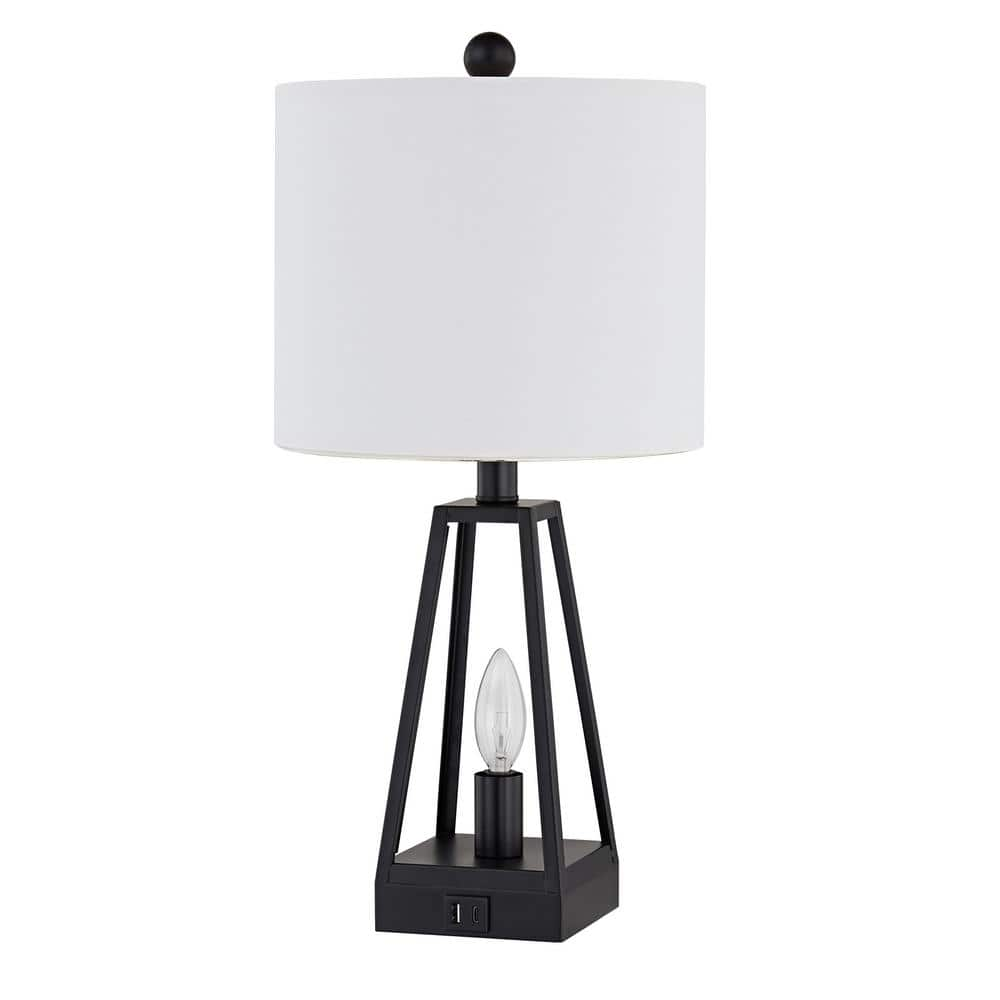 Maxax Chicago 20 .5 in. Black Table Lamp with USB with Type C/USB Port  T103-BK-S - The Home Depot