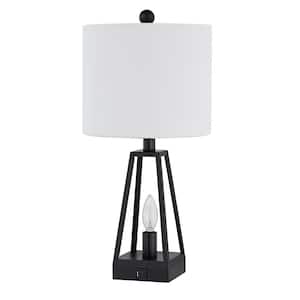 Chicago 20 .5 in. Black Table Lamp with USB with Type C/USB Port