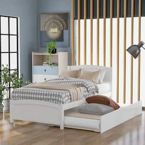 White Twin Size Platform Bed with Trundle