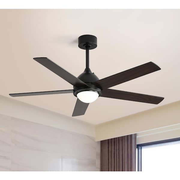 Sunpez 52 in. Indoor Black Modern Ceiling Fan with 3 Color Temperature LED with Wall Control and AC Motor