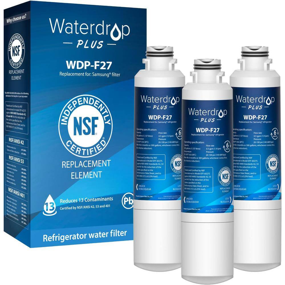 NSF&401&53&42 Certified Refrigerator Water Filter, Replacement for Samsung Water Filter HAF-CIN, HDX FMS-2,3 Filters -  Waterdrop, B-WDP-00020B-3
