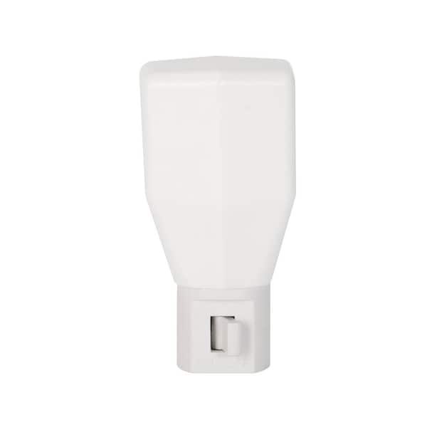 White Plug in LED Night Light with Switch, Manual On Off