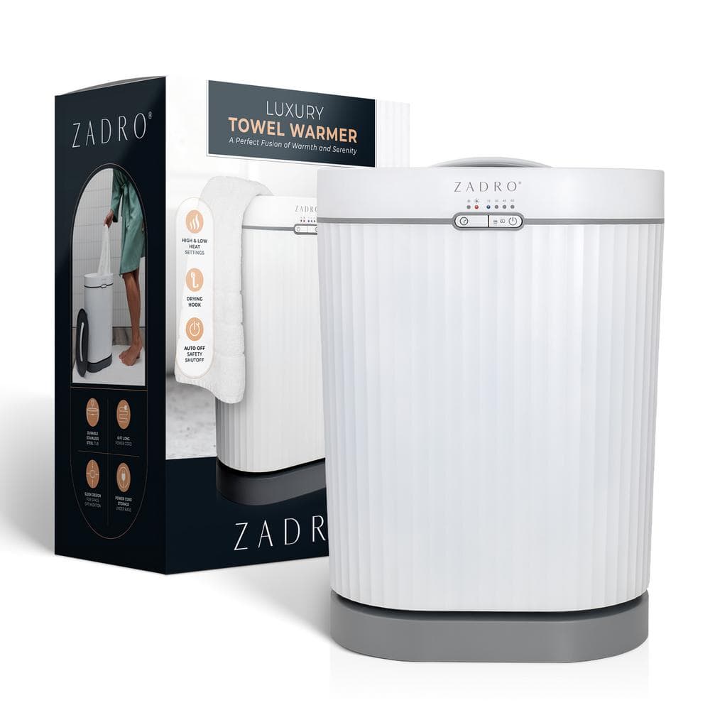 White and Gray Stainless Steel Fluted Towel Warmer with Diffuser