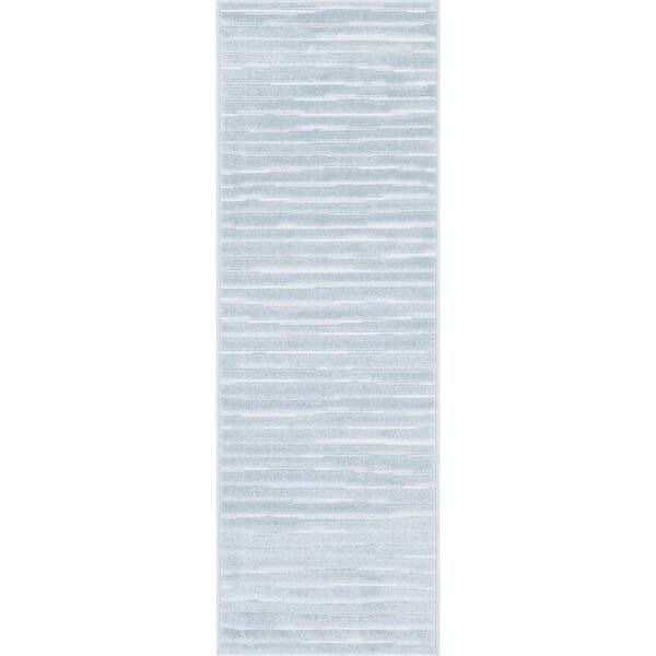 Unique Loom Sabrina Soto Light Blue 2 ft. x 6 ft. Ola Indoor/Outdoor Runner Rug