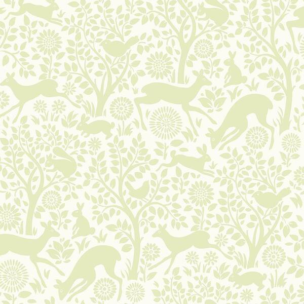 Chesapeake Anahi Light Green Forest Fauna Wallpaper