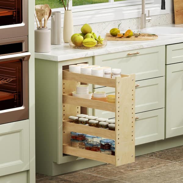 448WC8C - 8 Wall Pull-out Organizer w/ Adjustable Shelves for 12 Wall  Cabinet - Natural Maple