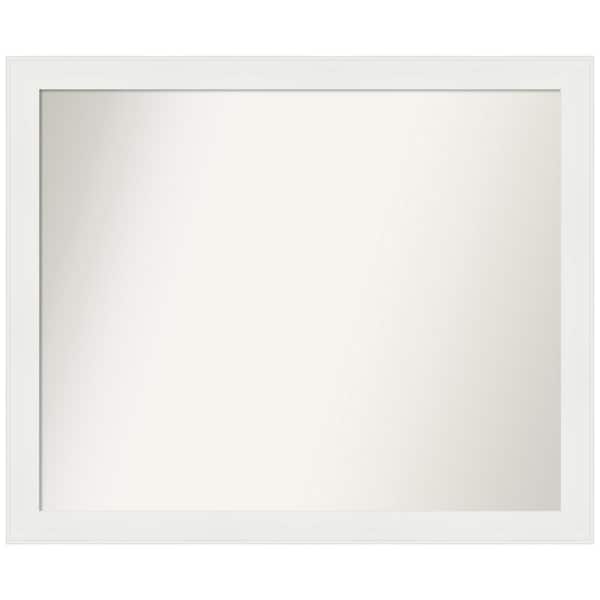 Amanti Art Vanity White Narrow 35.5 in. x 29.5 in. Custom Non-Beveled Recycled Polystyrene Framed Bathroom Vanity Wall Mirror