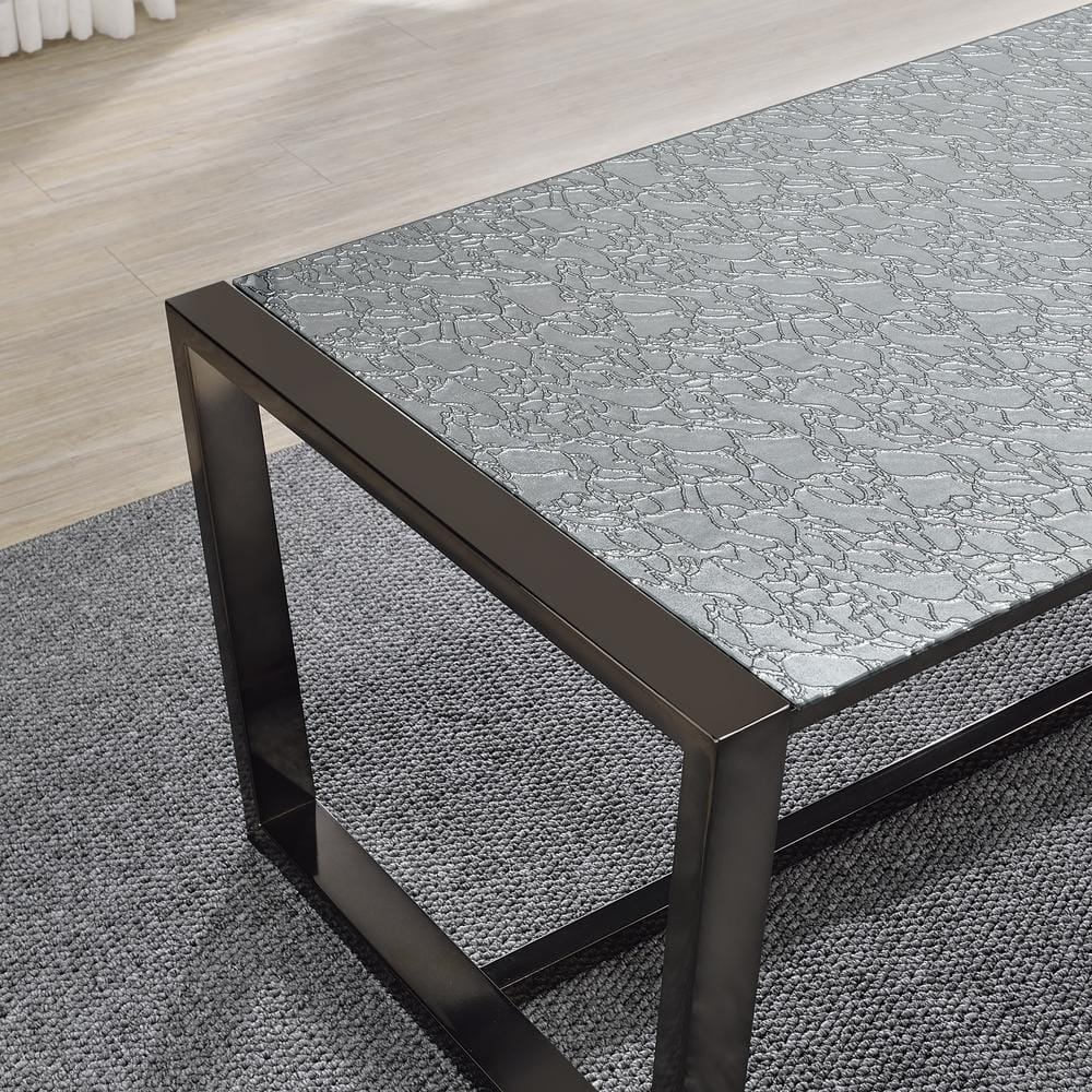 Mazie 51" Rectangular Gray Mirrored Glass Coffee Table