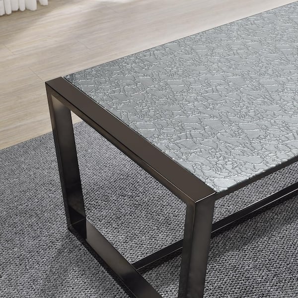 Steve Silver Mazie 51 in. Gray Mirrored Glass Rectangle Cocktail Coffee Table