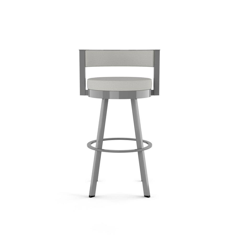 Light Gray Swivel Bar Stool with Metal Frame