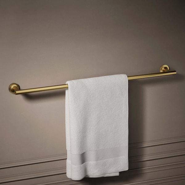 Purist 30 in. Wall Mounted Towel Bar in Vibrant Brushed Moderne Brass