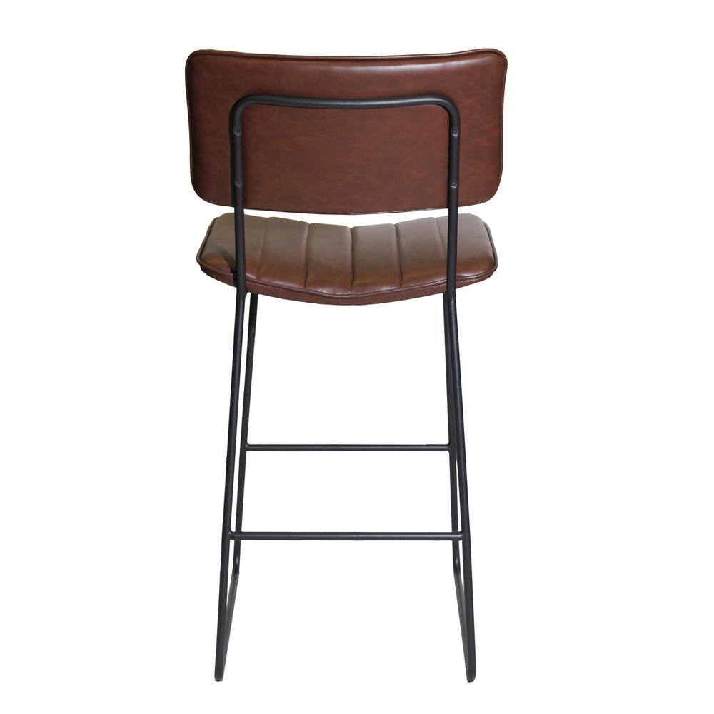 Tribeca Mid-Century Modern Brown Faux Leather 43" Bar Stool