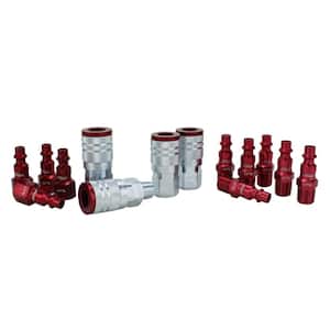 ColorFit by Milton Coupler & Plug Kit - (M-Style, Red) - 1/4 in. NPT, (14-Piece)