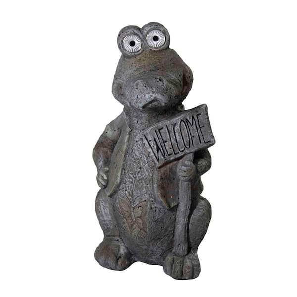Unbranded 19 in. Solar Crocodile Statue