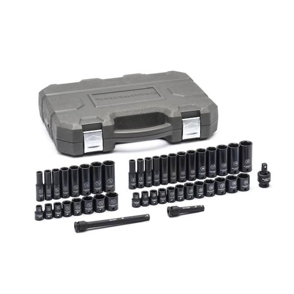 GEARWRENCH 3/8 in. Drive 6-Point SAE/Metric Standard and Deep Impact Socket Set (44-Piece)