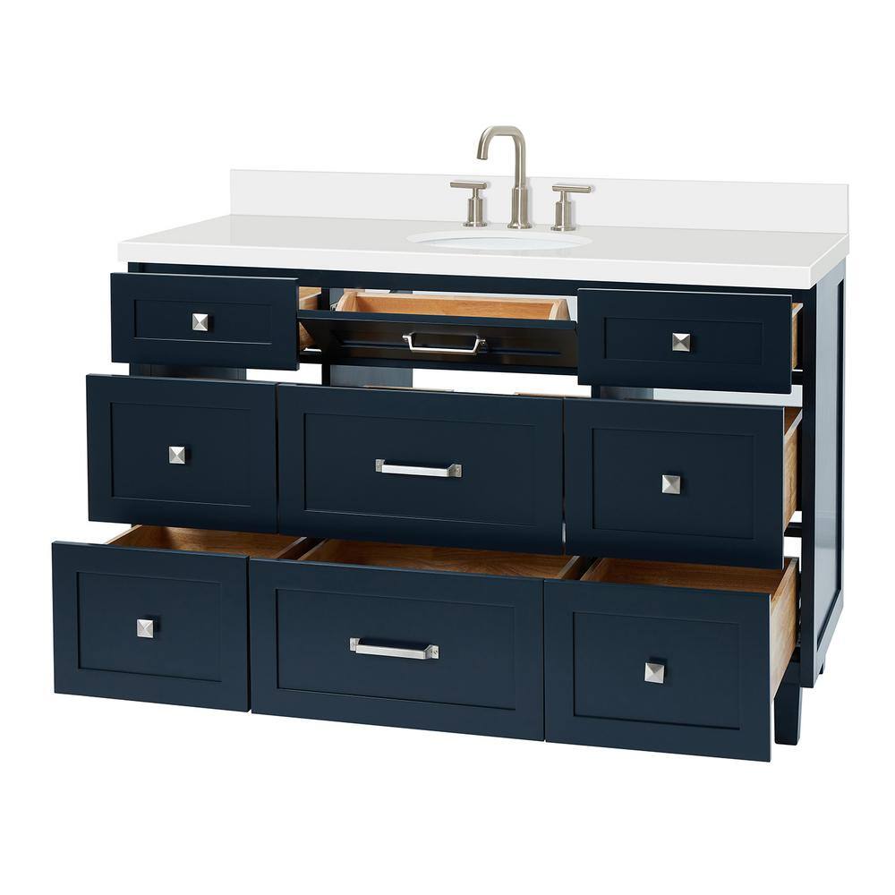 Midnight Blue 55" Single Sink Vanity with Quartz Top