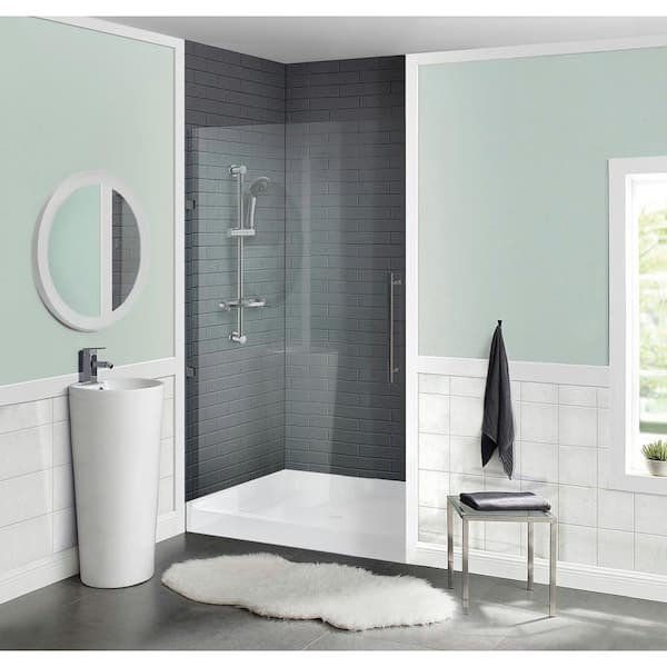 Voltaire 36 in. x 36 in. Acrylic, Single-Threshold, Center Drain, Shower Base in White
