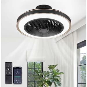 20 in. Indoor Black Caged Enclosed Ceiling Fan with Integrated LED Light Low Profile Ceiling Fan Blade Span 11 in.