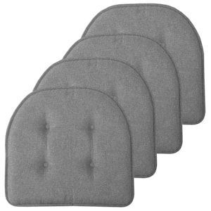 Gray, Solid U-Shape Memory Foam 17 in. x 16 in. Non-Slip Indoor/Outdoor Chair Seat Cushion (4-Pack)