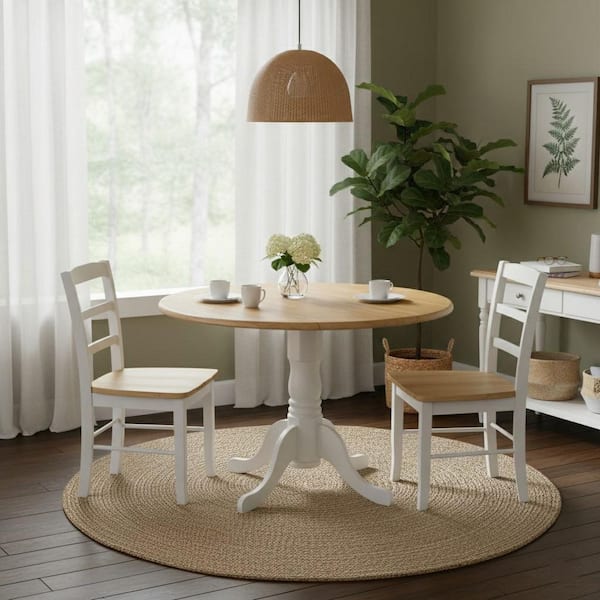 International Concepts Madrid White and Natural Wood Dining Chair (Set of 2)