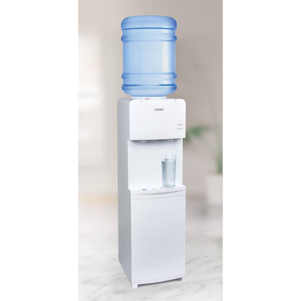 White Freestanding Hot and Cold Water Dispenser with Child Safety Lock