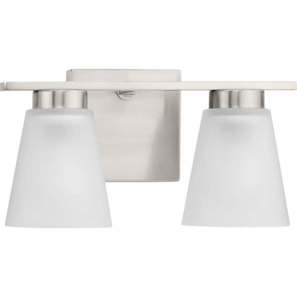 Tanner Collection 13 in. 2-Light Brushed Nickel Transitional Vanity Light