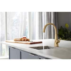 Graze Single Handle Bar Sink Faucet with Swing Spout in Vibrant Brushed Moderne Brass