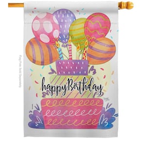 2.3 ft. x 3.3 ft. Happy Birthday Balloon House Flag 2-Sided Celebration Decorative Vertical Flags