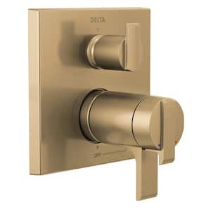 Ara 2-Handle Wall-Mount Valve Trim Kit with 3-Setting Integrated Diverter in Champagne Bronze (Valve not Included)