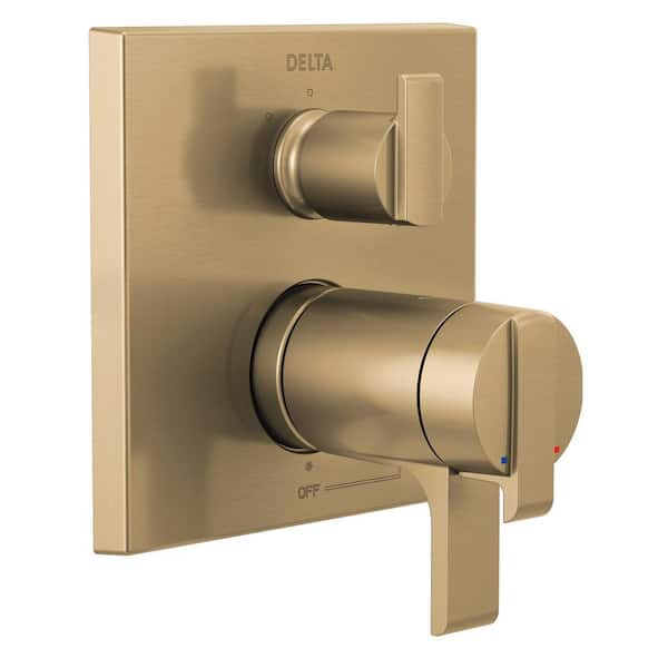 Ara Gold 2-Handle Wall-Mount Valve Trim Kit with 3-Setting Integrated Diverter in Champagne Bronze (Valve not Included)