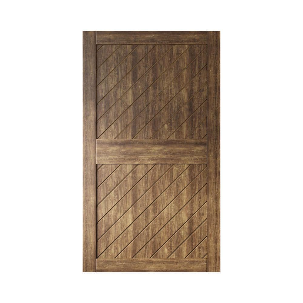 XT1 50 in. x 84 in. C-Panel Solid Core Dark Walnut Slanted Stripe Design Pine Wood Interior Sliding Barn Door Slab price history on PriceWatchPro