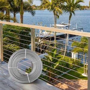 500 ft. x 1/8 in. Steel Cable 7x7 Construction Aircraft Wire 1760 lbs. Load with Cable Clamp for Railing Decking Lifting