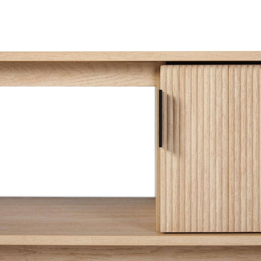 70" Coastal Oak Wood TV Stand with Reeded Doors